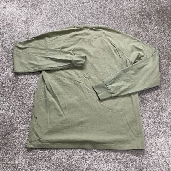 Everlane Basic Crew Neck T-Shirt Mens Medium Green Long Sleeve Cotton Casual Tee - Picture 2 of 10